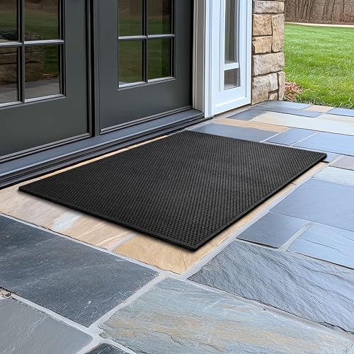 Mohawk Home Indoor Outdoor 2 Pack (2' 11" x 3' 10") Heavy Duty Rubber Floor Mat Anti Slip Restaurant Kitchen for Garage Garden Industrial Pool Entrance Bar Wet Area - size: 2 Pack (2' 11" x 3' 10" Rectangular)