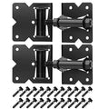 Heavy Duty Gate Hinges 2 Pack Solid Vinyl Fence Gate Closer Hinges with 22 Durable Screws, 90 Degree Tension Boerboel Gate Hinges Hardware Kit for Wooden/PVC Fence, Manual Close & Black Finish - size: Fixed
