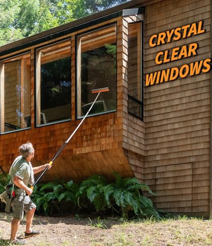 36-Foot Exterior House Cleaning Brush Set with 5-30 ft Extension Pole | Vinyl Siding Brushes with Telescopic Extendable Pole & Window Cleaning Squeegee // The Ultimate Extension Scrub Brush Set - size: 30 Feet