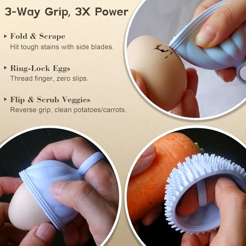 Egg Washer for Fresh Eggs - Upgraded 2.0 Silicone Egg Scrubber | Farm Fresh Egg & Vegetable Scrubber (Orange 2Pcs) - color: Orange 2pcs