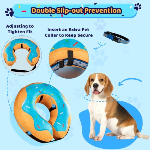 Grand Line Donut Inflatable Collar for Dogs and Cats, Soft Recovery Dog Cone After Surgery, Protective Pet Neck Cone for Small, Medium, Large Dogs, Not Block Vision (Blue, M) - color: Blue Donut, size: M (Neck:7"-10")