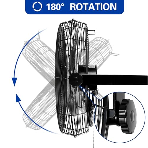 BILT HARD 4300 CFM 18 in. Industrial Wall Mount Fan, 3-Speeds High Velocity Wall Fan with Sealed Motor, Heavy Duty Metal Barn Fans for Garage, Commercial, Greenhouse, Warehouse, Shop Use - size: 18 inch