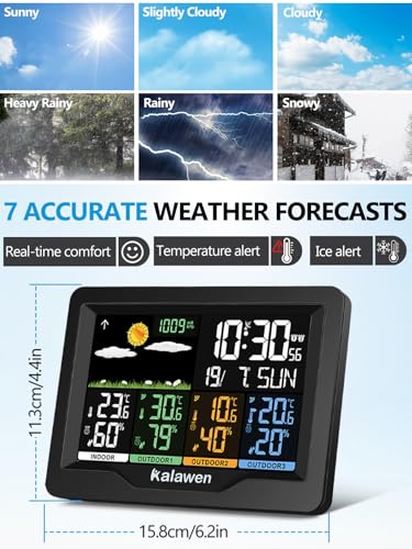 Weather Station Wireless Indoor Outdoor Thermometer Digital with Atomic Clock, Barometric Pressure, Forecast Station with USB Port Thermometer Wireless Humidity Barometer Monitor