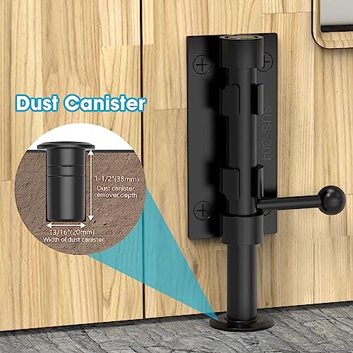 Slide Bolt Gate Latch Hardware, Barrel Bolt Latch, 6.3 Inch Heavy Duty Solid 304 Stainless Steel Black Finish Lock for Wooden Fence/Shed/Yard/Barn Door/Interior and Outdoor (Black) | Heavy Duty Solid 304 Stainless Steel Door Lock for Wooden Fence/Shed/Yar