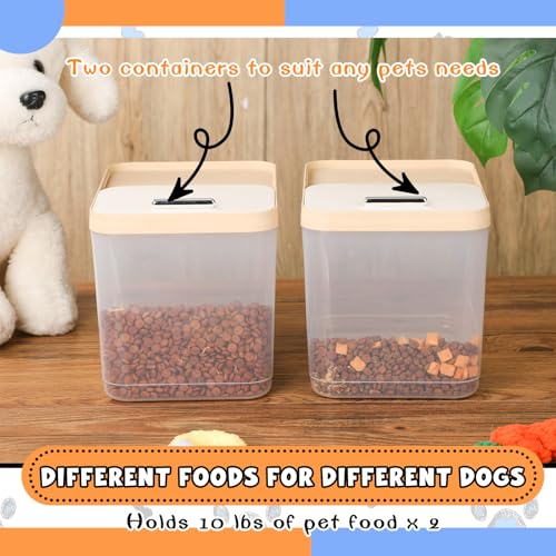 Teenyyou 2 Pack Airtight Dog Food Storage Container, Up to 10 Lbs, Pet Cat Food Container Clear Storage Bin with Measuring and 2 Scoops for Dog Cat Bird and Other Pet