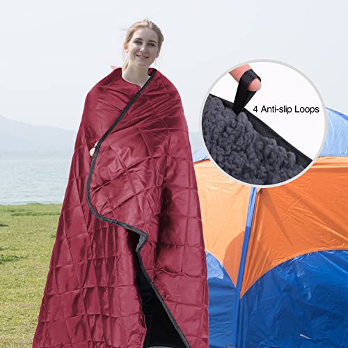 REDCAMP Large Warm Blanket with Sherpa Lining, Cold Weather Outdoor Blanket Windproof for Camping Stadium, Machine Washable 79"x 79" Red | Cold Weather Warm Thick Outdoor Blanket Comfy Foldable & Windproof for Camping Stadium,Car,Picnics,Pet,Trip,Machine