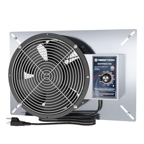 Abestorm 720 CFM Crawlspace Ventilation Fan with Humidistat 10 Inch | Stainless Steel Vent Fans Digital Panel, Temperature Controller with Humidistat for Attic with Isolation Mesh, IP 55 Rated - color: Grey