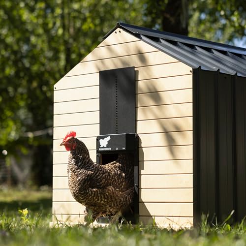 RUN-CHICKEN Door T50 – Automatic Chicken Coop Door Opener, Battery Powered & Weatherproof Aluminum, Smart App & Timer Control, Predator Proof, Easy Install, Reliable All-Season Performance (Onyx)