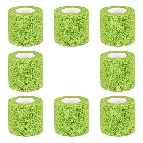 Bandage Wrap 8 Pack 2”x 5 Yards Self Adhesive Bandage Wrap Breathable Cohesive Bandage Wrap Rolls Athletic Elastic Self Adherent Wrap for Sports Injury,Wrist, Knee, Ankle Sprains and Swelling(Green) - color: Green, size: 2 Inch (Pack of 8)