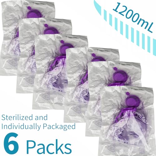 VWJ 6 Packs E-nteral Delivery Gravity Bag, 1200ML Feeding Bag, Pump Bags, Disposable E-nteral N-utrition Bag