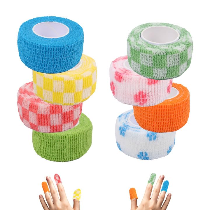 LUOHECAM 8 Pack Thimble Tape for Hand Sewing Self Adhering Bandage Wrap Nail Finger Protectors for Sewing No Residue Breathable Knitting Craft DIY Sewing Tools Dog Bandage Wrap - color: Blue