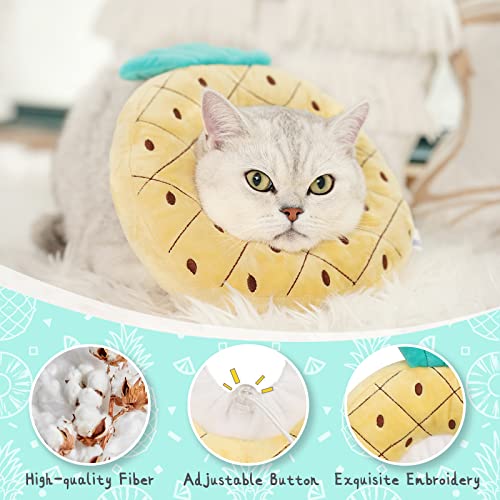 ANWA Adjustable Cat Cone Collar Soft, Cute Cat Donut Collar After Surgery, Kitten Recovery Cones to Stop Licking - color: Pineapple, size: Medium