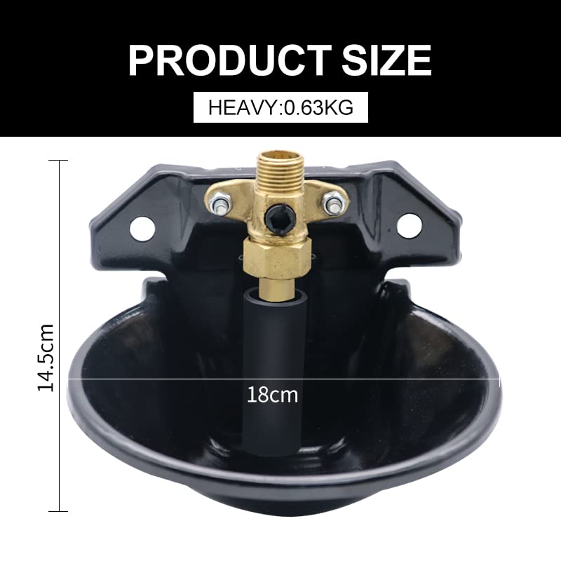 Automatic Goat Sheep Waterer Bowl with Copper Touch Valve | Thickened Steel, No Spill Livestock Water Trough for Goat,Sheep,Pig , Farm Water Drinking Equipment - color: BLACK