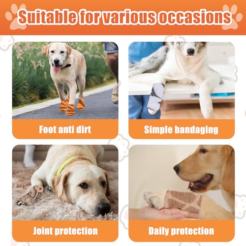 6 Roll 2 Inch x 5 Yards Jungle Safari Animal Print Pet Vet Wrap for Dogs Cats, Cohesive Bandages in Bulk, Non-Woven Self Adhesive Bandages Wrap Roll for Animals Wound Care, Ankle Sprains and Swelling