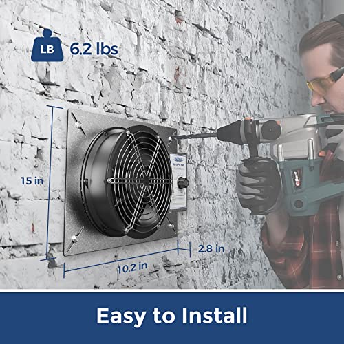 ALORAIR 540CFM Crawl Space Ventilator Fan with Humidistat & Thermostat | 8.7 Inch Basement Vent Fan with Freeze Protection, IP-55 Rated Isolation Mesh for Crawlspace, Garage, Attic, Exhaust - size: Medium