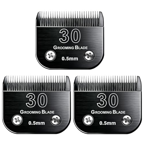 3 Pcs Size 30# Detachable Dog Grooming Blades, Compatible with Andis, Oster A5, Wahl KM10 Series Clippers, Cut Length 0.5mm, Black (30# 0.5mm, 3Pcs) - size: 30# 0.5mm, 3 Pcs