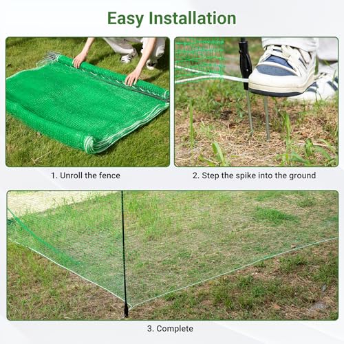 Temporary Fence with Posts 4' x 100' for for Dogs Outdoor Backyard | Plastic Garden Fence Animals Barrier with Fiberglass Stake Windbreak Rope, Portable Outdoor Fence Easy to Use - size: 4' x 100'