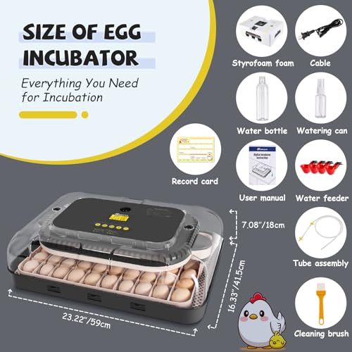 Sailnovo 70 Egg Incubator for Hatching Eggs with Automatic Turning and Auto Humidification, Temperature Control, Egg Candler, Incubator for Chicken Duck Quail Eggs, 23.23'' x 16.34'' x 7.09''