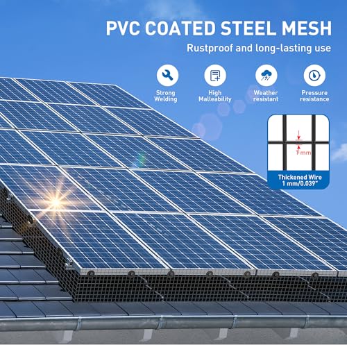 Solar Panel Bird Guard, 6in x 50ft with 50 Fastener Clips | PVC Coated Welded Wire Mesh Critter Guard for Solar Panels, Solar Screen for Pigeon Netting Bird Squirrel Proof - color: 6IN x 50FT