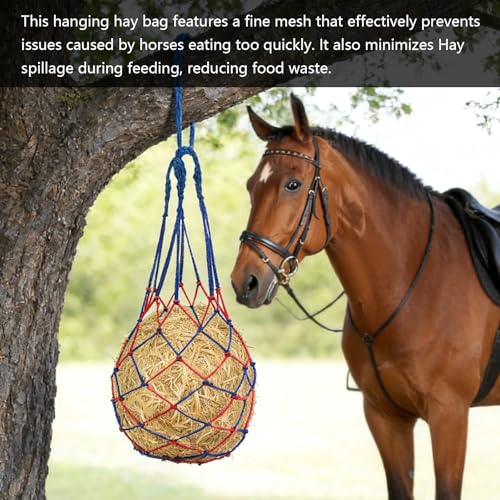 2 Pcs Slow Feed Hay Net for Horses, 34 Inch Hay Bags, Blue | For Horses/Sheep/Goat, Regulate Feeding Hanging Hay Nets for Horses Stable,Trailer,Stall Paddock - size: Blue
