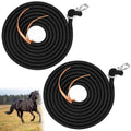 14ft Training Lead Rope, 5/8'' Thick Braided Horse Lead, Black | Cotton Web Lunge Line, Solid Metal Trigger Snaps, for Horse Training Lunging Ground Driving Daily Leading Equine
