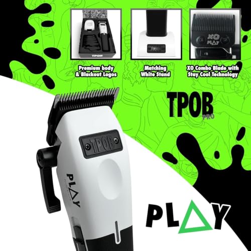 TPOB Play Barber Hair Clippers for Men 7500 RPM with Rubber Grips (White) - color: White
