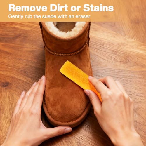 2 Pcs Suede Shoe Brush Nubuck Leather Cleaner Shoes Shine Dauber Crepe Applicators Set with Cleaning Eraser(Detailing Brush with Eraser) - style: Detailing Brush with Eraser
