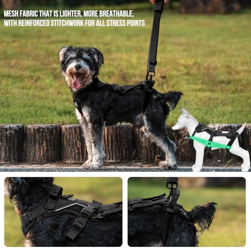 OneTigris Dog Lift Harness for Small Dogs XS, Dog Sling Carrier for Small Dogs, Full Body Lift Vest with Reflective Straps, Support Harness for Back Legs (Black, XX-Small) - color: Black, size: XX-Small