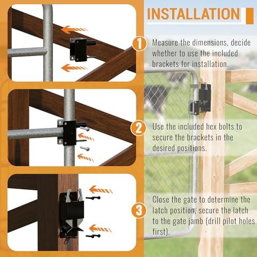 2 Way Farm Gate Latch Heavy Duty Lockable Livestock Gate Latch, 1 Pack | Two-Way Livestock Self-Locking Fence Gate Latch for Farms, Metal Gates, Ranches, Stables, Horse Corrals