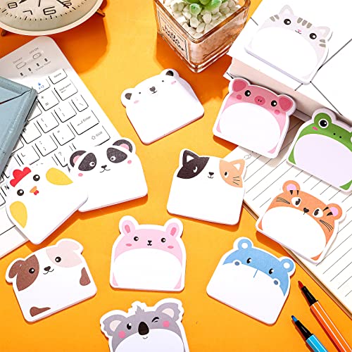 Yinder 24 Pads Animal Sticky Notes, Cute Cartoon Memo Self Adhesive | 12 Kawaii Designs, Team Gifts and Employee Appreciation, Office Memo Pads, Veterinary Clinic School Tabs, Party Supplies - style: Classic Animals