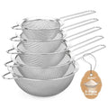 Fine Mesh Strainer Set 5 Pack, Stainless Steel Mini Small & Medium Sieves Colanders, Multipurpose Sifter Strainer for Tea, Pasta, Juice & Baking