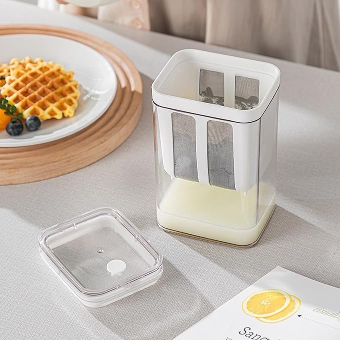 Greek Yogurt Strainer, 1800ml Fine Mesh Strainer with Bag & Lid | Multi Yoghurt Maker Strainer for Thick Greek Yogurt, Soybean Milk, Kefir, Berries, Soup, Fruit Juice & Coffee - size: 1800ML