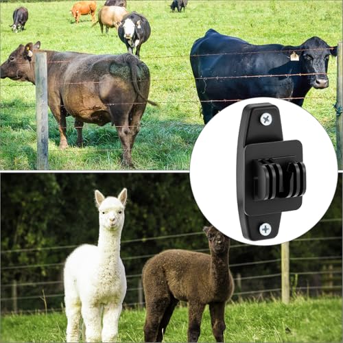 QWORK Electric Fence Insulators, 100 Pcs Wood Post Claw Insulators with Screws, Fencing Wire Polywire, Black Fence Nail on Insulator