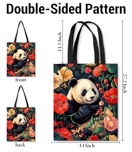 Vintage Botanical Animal Canvas Tote Bag for Women, Aesthetic Floral Animal Reusable Shoulder Bag for Shopping - color: 24