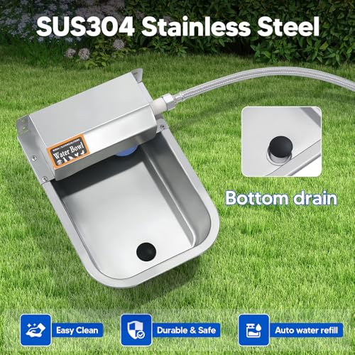 Automatic Water Dispenser for Dog, 3L Dog Water Bowl Dispenser, Stainless Steel Indoor/Outdoor Water Feeder Suitable for Dogs Livestock Chicken Horse, Easy to Clean - size: 3L