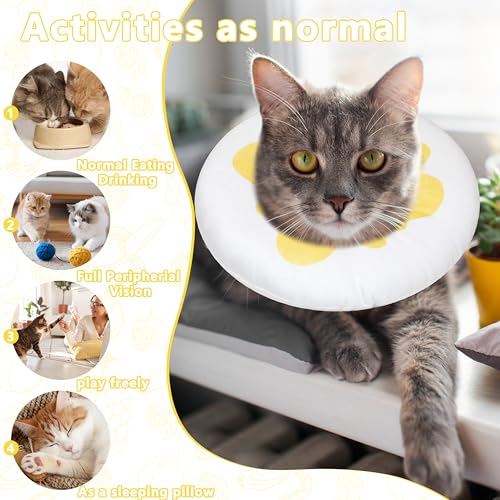 Cat Cone Collar Soft, Adjustable Cat Recovery Cone (Egg, S) | Stop Licking, Cute Kitten Donut Collar After Surgery, Elizabethan Collars for Kittens, Lightweight Cats Neck Cones - color: Egg, size: Small