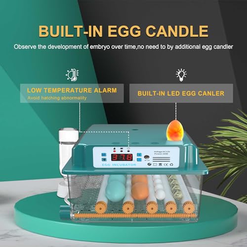 Choies 16 Egg Incubator,Incubators for Hatching Eggs,Automatic Egg Turning,Humidity Control,Automatic Water Adding,Incubator with Egg Candler,Quail Eggs Incubators for Hatching Chicken,Duck,Goose