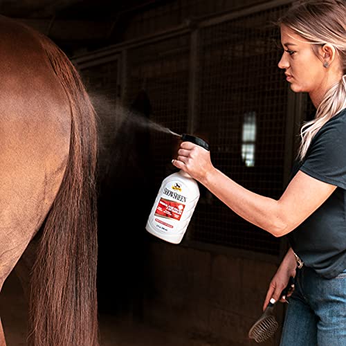 Absorbine ShowSheen Hair Polish & Detangler, 32 fl oz Quart Spray Bottle | Mane & Tail, Pro-Vitamins, Silk Proteins, Lustrous Shine, Reduces Hair Breakage, Promotes Longer Healthy Hair, Horses & Dogs - size: 32 fl oz Spray Bottle