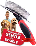 Dog Slicker Brush - Large - Protective Ball Tipped Pins Massages Pet Skin - Professional Groomer Dog Brush for Goldendoodle - Golden Retriever Brush (Large Size) - size: 8 Inch x 4.8
