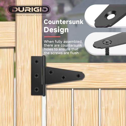 2 Pack 4 Inch T Hinge, Hinges for Wood, Gate Hinge, Gate Hardware, Fence Hinges for Outdoor Gates, Wooden Box, Cabinet, Ideal Outdoor Useage - size: 4 Inch