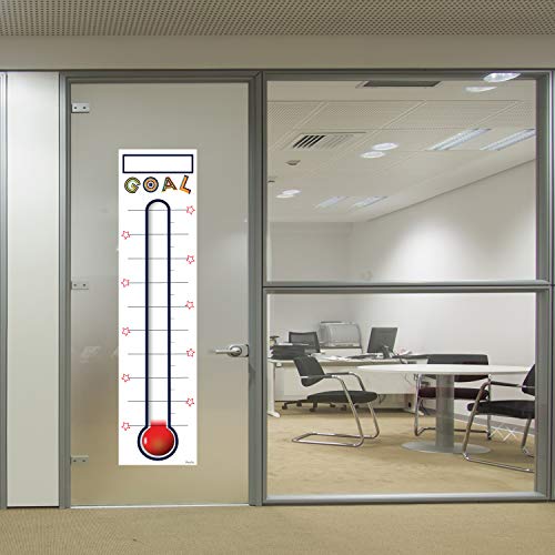Goal Thermometer Chart Goal Tracker - 48"x12" Adhesive Dry Erase Fundraising Thermometer Sticker - color: White