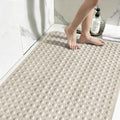 Shower Mat Non Slip: 47" x 32" Large Shower Mats for Inside Shower - Soft TPE Cuttable Anti Slip Shower Stall Mat with Drain Holes and Suction Cups - color: Khaki, size: 47" x 32" (Rectangular)