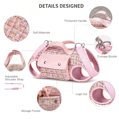 Dog Lift Harness Backpack for Small Dogs Cats, Adjustable Straps Dog Sling Carrier Full Body for Hiking, Travel, Outdoor – Pink Large - size: Large(10-12LBS)