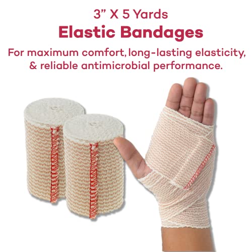 Dealmed 3" Elastic Bandage Wrap with Self-Closure - 2 Count | Cotton Polyester Blend, Individually Packed, Breathable 5 yd Stretch Fabric, For Sprains Strains Edema, 2 Total Rolls - size: Pack of 2