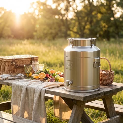 Milk Can with Spout, 17-Gallon Milk Jug Container 304 Stainless Steel Bucket with Sealed Lid and Carry Handle, Airtight Food Storage Container for Home, Farm, Commercial Kitchen - size: 2176 Ounces