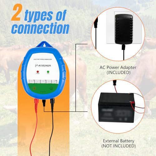 Electric Fence Charger - Multi-Powered, 8 kV, 0.5 Joules Output Energizer, Ideal for Livestock, Pet, Poultry, Gardens, Orchards Protection - Up to 5-Mile Range
