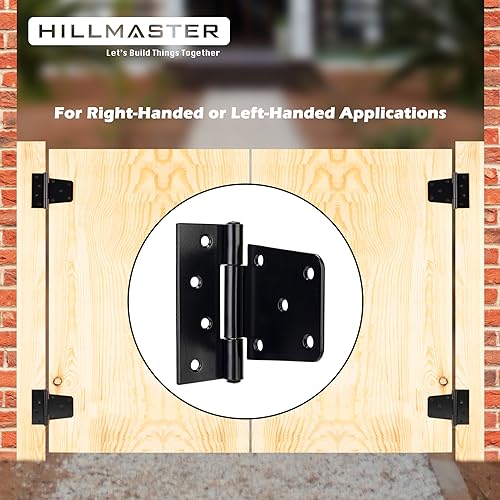HILLMASTER 3.5 Inch Heavy Duty Gate Hinges Fence Door Hinges Durable Black Gate Strap Hinge for Indoor Outdoor, Gate Hardware Kit for Shed,Wooden Fences,Vinyl Fence Gate,Barn Door,Garage,2 Pack - size: 2 Pack