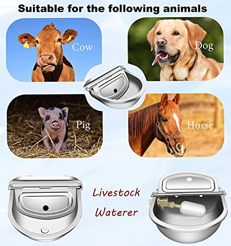 Automatic Livestock Waterer Bowl, 304 Stainless Steel Water Dispenser | Rust-Resistant Stainless Steel, Dual Float Valves, Automatic Refill System, Durable Design For Barns Farms And Outdoor Use