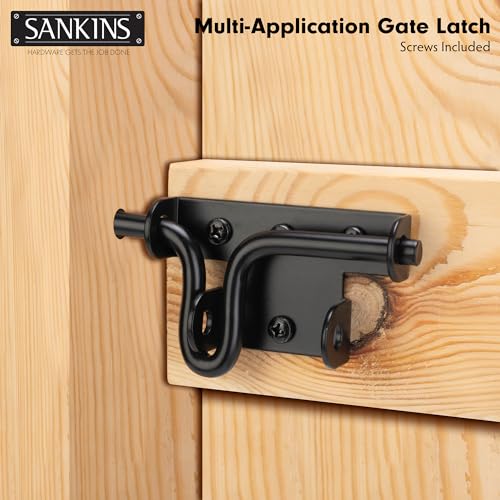 Slide Bolt Gate Latch Lock for Wooden Fence with Padlock Hole, 1pcs | Heavy Duty Black Sliding Bolt Gate Lock Latch Hardware, Door Gate Latch Barrel Bolt Latches for Wooden Vinyl Fence Barn Shed - size: Upgrade