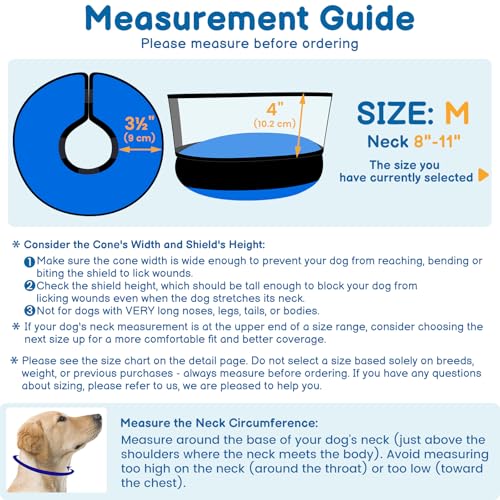 Dog Donut Collar, 2-in-1 Inflatable Dog Collars for After Surgery to Stop Licking Wounds, Patented Protective Donut Cone with High Shield for Small and Medium Pets (Blue, M) | Soft Recovery Cone Collar, Rigid & Higher Shield for Pets, Stop Licking Wounds,